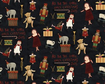 Riley Blake Designs Naughty or Nice Toys Black (C16261-BLACK) 1/2-Yard Increments