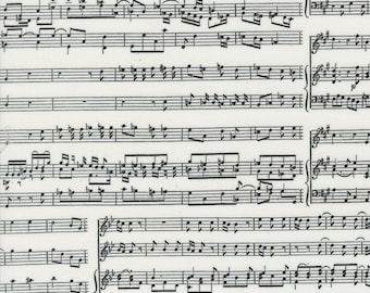 Moda Sable & Swan Sheet Music Porcelain (7447 12) 1/2-YD Increments*Low Volume*Blender Fabric*Background Fabric*Black and White*Sheet Music*