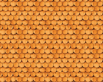 Riley Blake Designs Pumpkin Patch Raise the Rooftop Orange (C14577-ORANGE) 1/2-YD Increments*Roof Tile Fabric*Roof Fabric*Orange Roof Fabric