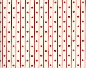 Moda American Gathering Star Row Cream Red (49126 11) 1/2 Yard Increments