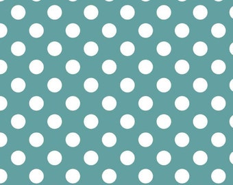 7/8-YD Bolt End Riley Blake Medium Dot Teal*C360-26 TEAL*Teal Polka Dot Fabric*Teal Dot*Blue Dot Fabric*Medium Polka Dot*Dots*Teal*