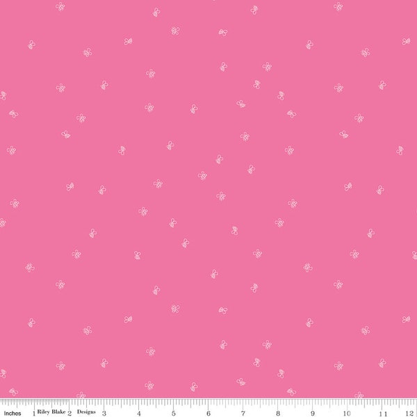 Riley Blake Designs New Dawn Bees Hot Pink*C9856-HOTPINK*1/2 Yard Increments*New Dawn Bees*Hot Pink Bees*Pink Bees*Bee Fabric*Low Volume*