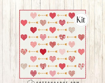 Playing Cupid Quilt Kit Featuring Love Blooms by Lella Boutique*Heart Quilt*Heart Pattern*Valentine Quilt*Valentine*Playing Cupid Pattern