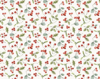 Riley Blake Designs Holiday Spirit Berries Cream by Lisa Audit (CD17463-CREAM) 1/2-YD Increments