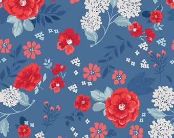 Riley Blake Designs Land of the Brave Main Denim (C13140-DENIM) 1/2 Yard Increments