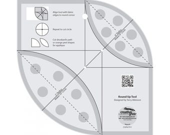 Creative Grids Round Up Tool and Quilting Ruler (CGRATK1) Round Up Ruler*Quilt Rulers*Quilting Rulers*Ruler*Rounding Corners Ruler*