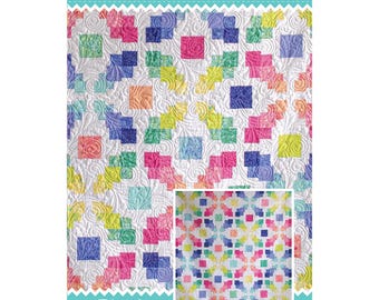 Metaphor Quilt Pattern by Blooming Boldly*Squares Quilt Pattern*Bright Pastel Quilt*Cross Quilt Pattern*Metaphor Quilt*Blooming Boldly*