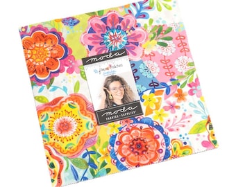 Moda Flower Patches Layer Cake (21820LC) Layer Cake*Amarilys Henderson*Floral Fabric*Butterfly Fabric*Bright Flowers*Precuts*