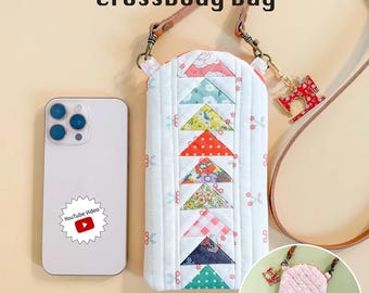 Slim Phone Crossbody Bag Pattern from Sewing Illustration by Minki Kim*Quilted Belt Bag*Crossbody Bag*Sling Bag Pattern*Phone Bag Pattern*