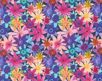 Moda Flower Patches Garden Plot Midnight (21827 20) 1/2-YD Increments*Amarilys Henderson*Floral Fabric*Butterfly Fabric*Bright Flowers*
