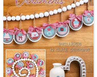 Sweetheart Ornaments Cross Stitch Pattern by Its Sew Emma*Counted Cross Stitch Pattern*Valentine Cross Stitch*Cross Stitch Ornaments*