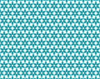 Benartex Secret Garden Star Flower Teal (13696-54) 1/2-YD Increments*Shelley Cavanna Fabric*Flower Farm Sampler*Floral*Bright Floral*