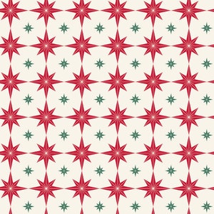 Riley Blake Designs Merry Little Christmas Starbursts Cream (C14843-CREAM) 1/2-YD Increments*Christmas Fabric*Star Fabric*Holiday Fabric*