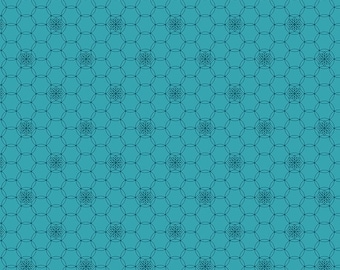 Benartex Secret Garden Cosmos Teal (13698-54) 1/2-YD Increments*Shelley Cavanna Fabric*Flower Farm Sampler*Floral*Bright Floral*