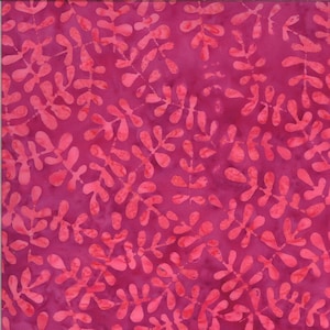May include: A vibrant fabric with a repeating pattern of stylized pink leaves against a deep magenta background. The leaves have a textured appearance, creating a sense of depth and visual interest. This textile is suitable for various craft projects.