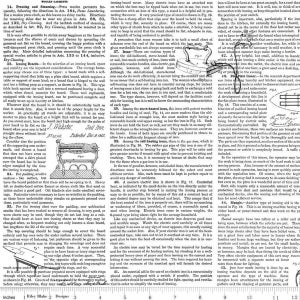 May include: A vintage illustration of a stove-heated flat iron with a wooden handle. The iron is resting on a stand with a small sheet of asbestos on the end. The illustration includes text about the different types of irons and how to use them.