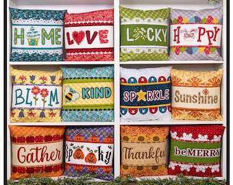 Wrapped with Words Pattern from Whole Country Caboodle*Decorative Pillow Covers*Applique Pillow Patterns*Whole Country Caboodle*Pillows