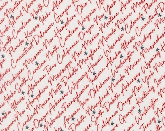 Moda Independence Day The States Vanilla Red by Sweetwater (55721 23) 1/2 Yard Increments