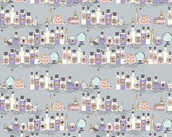 Riley Blake Designs Spooky Schoolhouse Potions Class Silver (C13201-SILVER) 1/2-YD Increments
