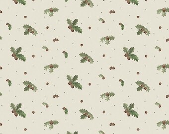 Riley Blake Designs Let's Get Lost in the Woods Acorns and Leaves Off White (C15121-OFFWHITE) 1/2-YD Increments*Cabin Print*Acorns*
