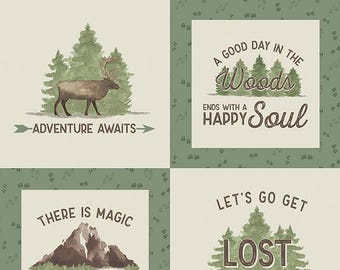 Riley Blake Designs Let's Get Lost in the Woods Adeventure Awaits Panel (P15125-PANEL) 1-YD Increments*Cabin Panel*Big Game Fabric*Forest