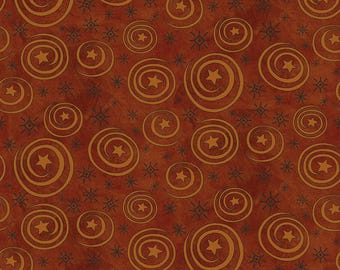 Riley Blake Designs Spooky Stars and Swirls Rusty Oak by Teresa Kogut (C17573-RUSTYOAK) 1/2-YD increments
