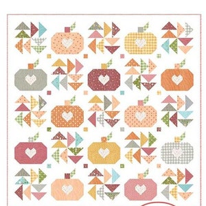 Hello Fall Quilt Pattern by Chelsi Stratton Designs*Bountiful Blooms Quilt*Fall Quilt*Fall Floral Quilt*Hello Fall Quilt*Pumpkin Quilt*