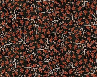 Riley Blake Designs Bittersweet Farm Oaks and Acorns Midnight (C14853-MIDNIGHT) 1/2-YD Increments*Fall Fabric*Whimsical Fall*Fall Leaves*