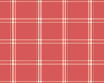 Riley Blake Designs Old Fashioned Christmas Plaid Coral (C12137-CORAL) 1/2 Yard Increments