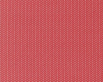 MODA Berry And Pine Yule Herringbone Cranberry (5246 14) 1/2-YD Increments