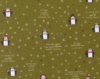 Moda Chilly Mr. Penguin Pine (55711 13) 1/2-YD Increments