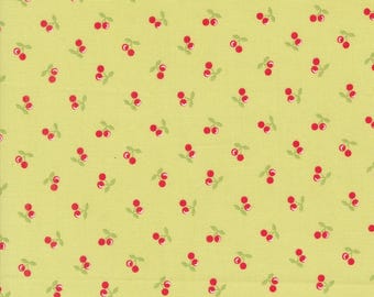 Moda Cali Co Cherries Lime (29194 18) 1/2-YD Increments*Corey Yoder*Cali Co Fabric*Novelty*Cali Co Floral*Cherry Fabric*Cherries