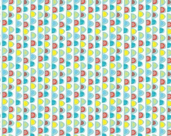 Benartex Garden Cats Scalloped Stripe Teal/Multi (16349-85) 1/2-YD Increments*Cat Fabric*Garden Cats*Cats*Cat Print*Cat Floral*Cat Lovers*