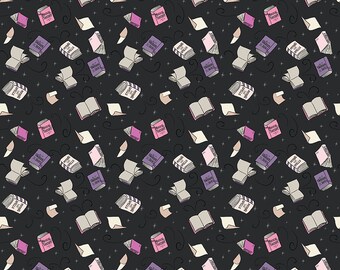 Riley Blake Designs Spooky Schoolhouse Spellbooks Charcoal Sparkle (SC13203-CHARCOAL) 1/2-YD Increments