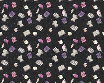 Riley Blake Designs Spooky Schoolhouse Spellbooks Charcoal Sparkle (SC13203-CHARCOAL) 1/2-YD Increments