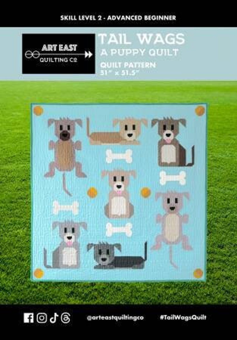 Tail Wags A Puppy Quilt Pattern from Art East Quilting CODog QuiltDog Quilt PatternPuppy QuiltDog PatternPuppy Quilt PatternDogsDog image 1