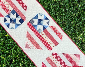 Star Spangled Table Runner Pattern by The Tipsy Needle*Americana Table Runner*Table Runner*Patriotic Table Runner*Flag Runner*Quilted Flag