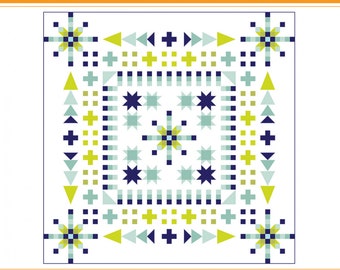 Alaskan Summer Nights Quilt Pattern from Orange Dot Quilts*Medallion Quilt Pattern*Nine Patch Quilt*Sawtooth Quilt*Flying Geese Quilt*Trees