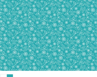 Benartex Among the Wildflowers II Tin Lantern Teal (17105-84) 1/2-YD Increments
