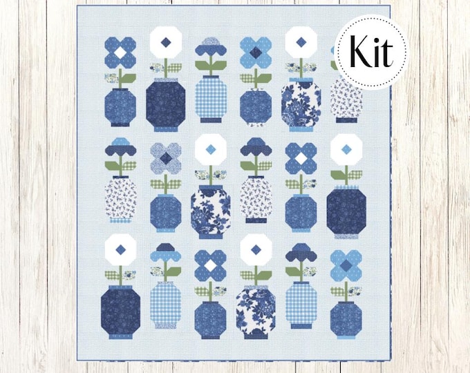 Featured listing image: Ginger Jars Quilt Kit featuring Blueprint by Camille Roskelley for Moda (CCK100202)