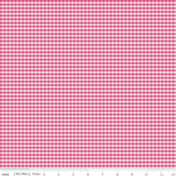 Riley Blake Designs 1/8" Small Gingham Hot Pink*C440-70 HOT PINK*1/2 Yard Increments*Pink Gingham*Small Gingham*Pink Gingham*Pink Check*Pink