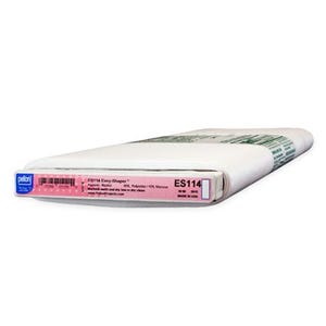 May include: A bolt of white Pellon ES114 Easy-Shaper interfacing fabric. The label features pink and blue branding, a barcode, and text stating 85% polyester and 15% viscose, with care instructions for machine wash and dry low or dry clean.