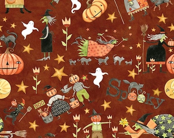 Riley Blake Designs Spooky Main Rusty Oak by Teresa Kogut (C17570-RUSTYOAK) 1/2-YD increments