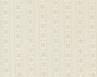 Moda Snowman Gatherings IV Crystal Stripe Snow Taupe (49252 15) 1/2-YD Increments*Snowman Gatherings*Winter Blue Fabric*Snowflake*Stripe*