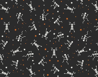 Riley Blake Designs Bad to the Bone Skeletons Black (GC11921-BLACK) 1/2-Yard Increments