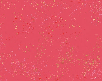 Ruby Star Society Speckled Metallic Strawberry (RS5027 43M) 1/2-YD Increments*Metallic Blender*Metallic Background*Ruby Star Speckled*Pink*