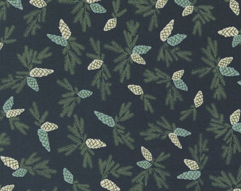 MODA Good News Great Joy Pinecone Bough Midnight (45563 12) 1/2-YD Increments