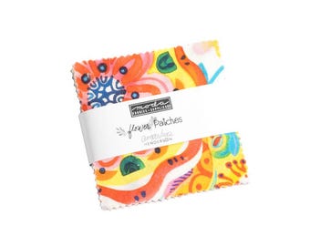 Moda Flower Patches Mini Charm Pack (21820MC) Mini Charm Pack*Amarilys Henderson*Floral Fabric*Butterfly Fabric*Bright Flowers*Precuts*