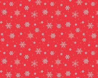 Riley Blake Designs Snowed In Snowflakes Red (C10815-RED) 1/2 Yard Increments