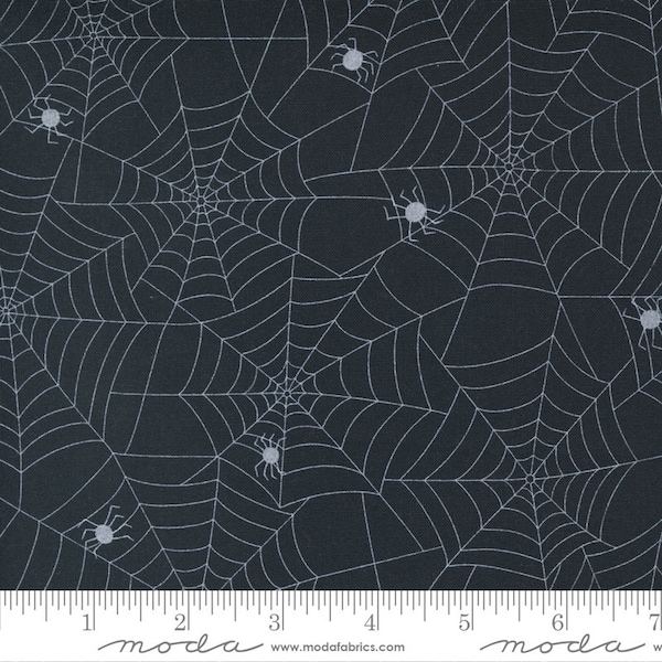 Moda Too Cute to Spook Black Cat Spidey Webs (22421 11) 1/2-Yard Increments*Halloween Fabric*Halloween Spider Webs*Spiderweb Fabric*Black